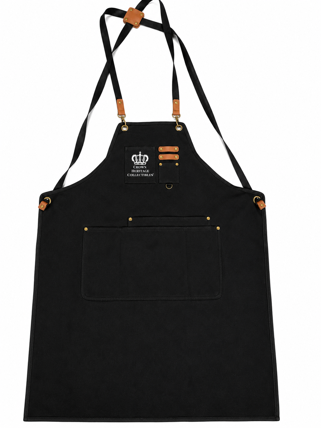 OMA-1001 black heavyweight cotton canvas cross-back apron